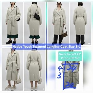 Native Youth Textured Longline Coat Size S-L